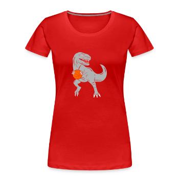 Basketball Boy Basketball Dino Dinosaur Boys - Women's Premium Organic T-Shirt - red - Front - Mia (176cm)