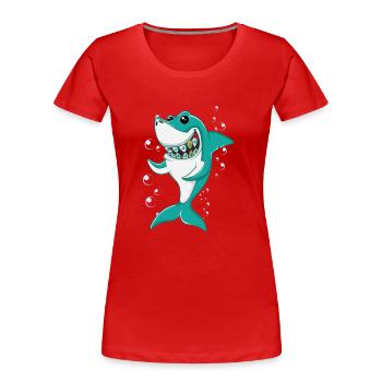 Requin à Bretelles - T-shirt bio Premium Femme - rouge - Devant - Mia (176cm)