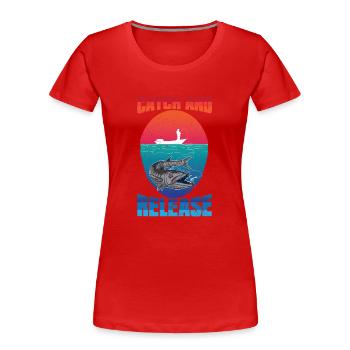 Fishing from the boat Catch and Release - Women's Premium Organic T-Shirt - red - Front - Mia (176cm)