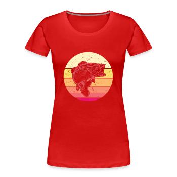Barsch Raubfisch Angeln - Frauen Premium Bio T-Shirt - Rot - Vorne - Mia (176cm)