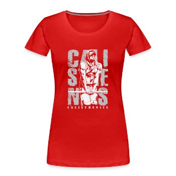 Calisthenics Street Fitness Muscle-Up - Frauen Premium Bio T-Shirt - Rot - Vorne - Mia (176cm)