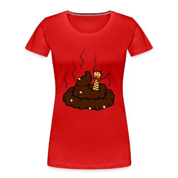 Happy, little, shit, shit, heap, smell, smelly, co - Women's Premium Organic T-Shirt - red - Front - Mia (176cm)