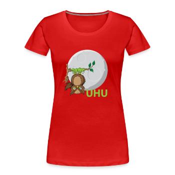 Uhu Eule Vogel Kleber - Frauen Premium Bio T-Shirt - Rot - Vorne - Mia (176cm)