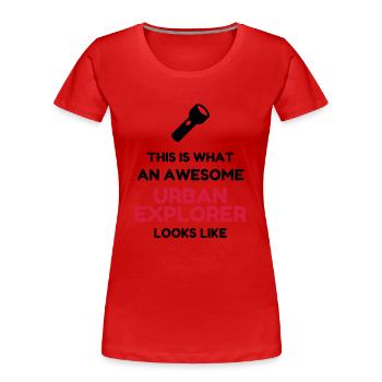 Urbex / Urban Exploration / Explorer / Cataphile - Women's Premium Organic T-Shirt - red - Front - Mia (176cm)