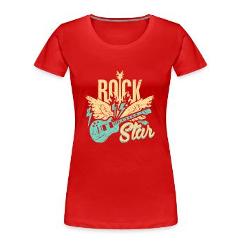 E-Gitarren- - Frauen Premium Bio T-Shirt - Rot - Vorne - Mia (176cm)