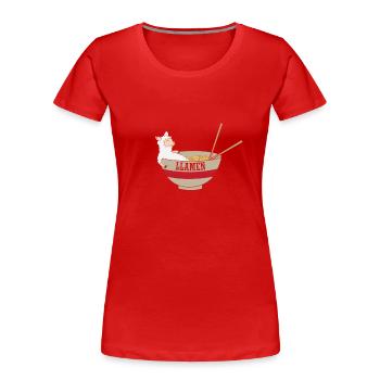 Lama in asiatischen Ramen Nudeln - Frauen Premium Bio T-Shirt - Rot - Vorne - Mia (176cm)