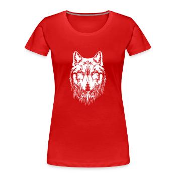 Wolf Kopf - Frauen Premium Bio T-Shirt - Rot - Vorne - Mia (176cm)