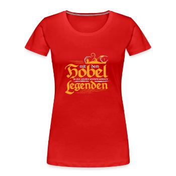Schreiner mit dem Hobel in den Händen - Frauen Premium Bio T-Shirt - Rot - Vorne - Mia (176cm)