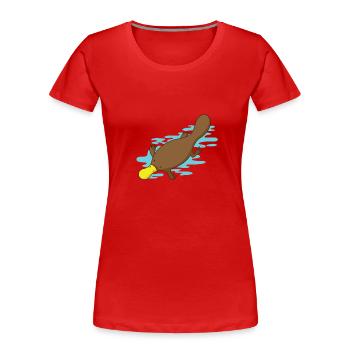 Schnabeltier im Wasser - Frauen Premium Bio T-Shirt - Rot - Vorne - Mia (176cm)