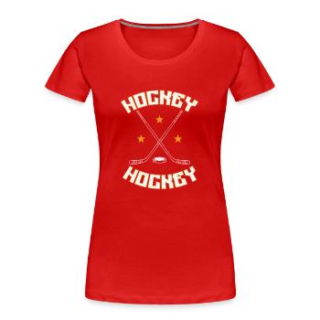 Hockey Puck - Frauen Premium Bio T-Shirt - Rot - Vorne - Mia (176cm)