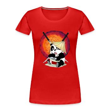 Panda Bear Asia Japan Sun Samurai Fantasy - Women's Premium Organic T-Shirt - red - Front - Mia (176cm)