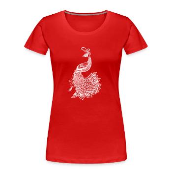 Peacock - Women's Premium Organic T-Shirt - red - Front - Mia (176cm)