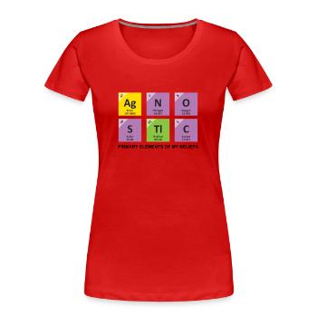 AgNOStiC | The Primary Elements Of My Beliefs - Women's Premium Organic T-Shirt - red - Front - Mia (176cm)