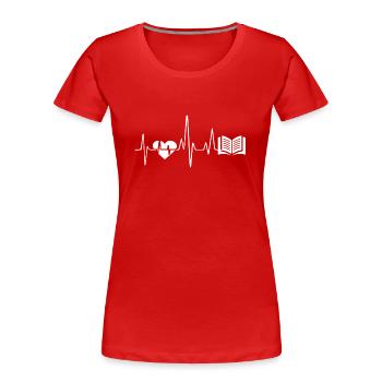 Buch Buch Herzschlag - Frauen Premium Bio T-Shirt - Rot - Vorne - Mia (176cm)