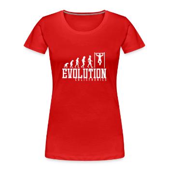 Évolution de la callisthénie - T-shirt bio Premium Femme - rouge - Devant - Mia (176cm)