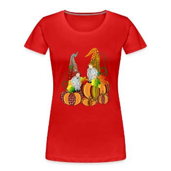 Gnome sur citrouille Gnome nains citrouille - T-shirt bio Premium Femme - rouge - Devant - Mia (176cm)