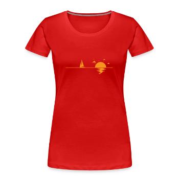 Sailing in the sea at sunset - Women's Premium Organic T-Shirt - red - Front - Mia (176cm)
