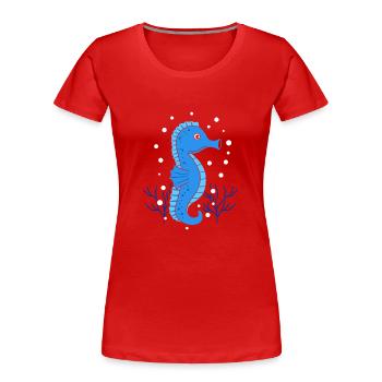 Seepferdchen - Frauen Premium Bio T-Shirt - Rot - Vorne - Mia (176cm)