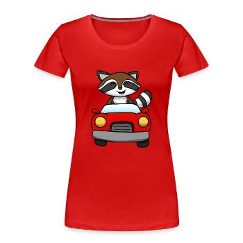 Car Raccoon Funny - Women's Premium Organic T-Shirt - red - Front - Mia (176cm)