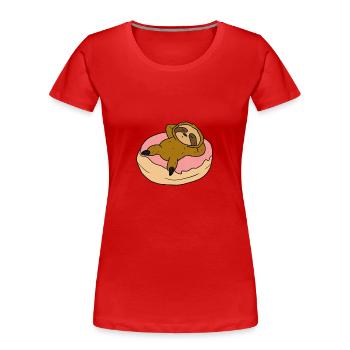 Faultier Sticker - Frauen Premium Bio T-Shirt - Rot - Vorne - Mia (176cm)