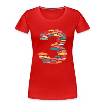 3rd birthday child's birthday 3 years old cars - Women's Premium Organic T-Shirt - red - Front - Mia (176cm)