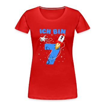 Rakete Astronaut 7. Geburtstag 7 Jahre Weltraum - Frauen Premium Bio T-Shirt - Rot - Vorne - Mia (176cm)
