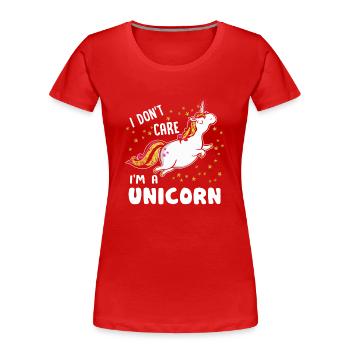 Einhorn Ich bin ein Einhorn - Frauen Premium Bio T-Shirt - Rot - Vorne - Mia (176cm)