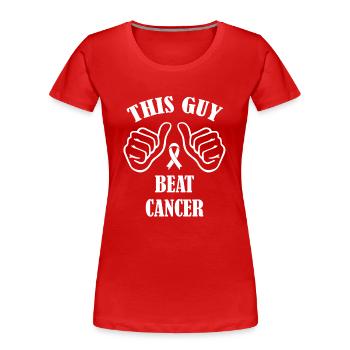 Ce gars-là a battu le cancer - T-shirt bio Premium Femme - rouge - Devant - Mia (176cm)