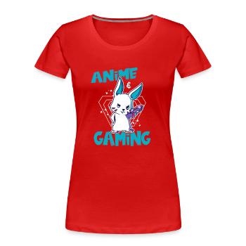 Cooles Anime Und Gaming Design Für Zocker - Frauen Premium Bio T-Shirt - Rot - Vorne - Mia (176cm)
