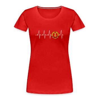 Original Ossi: Cult from the East – Ossi heartbeat - Women's Premium Organic T-Shirt - red - Front - Mia (176cm)