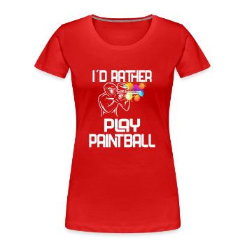 Paintball / Airsoft / Paintballer: play Paintball - Frauen Premium Bio T-Shirt - Rot - Vorne - Mia (176cm)