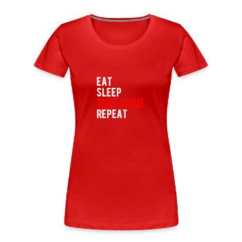 TRUE CRIME: eat,sleep,true crime,repeat - Frauen Premium Bio T-Shirt - Rot - Vorne - Mia (176cm)