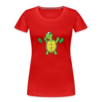 La tortue aime le fitness et le levage de poids - T-shirt bio Premium Femme - rouge - Devant - Mia (176cm)