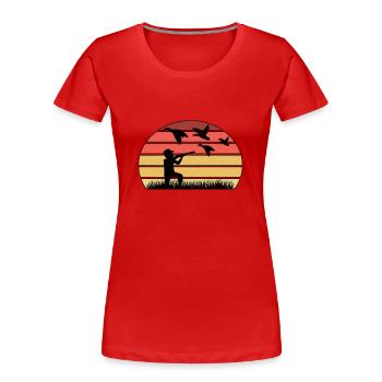 Chasse de canard Duck Hunt Hunter Bird Hunting - T-shirt bio Premium Femme - rouge - Devant - Mia (176cm)