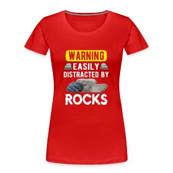 GEOLOGY GEOLOGIST GIFT:warning distracted by Rocks - Frauen Premium Bio T-Shirt - Rot - Vorne - Mia (176cm)