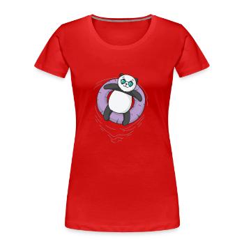Panda beim Chillen - Frauen Premium Bio T-Shirt - Rot - Vorne - Mia (176cm)
