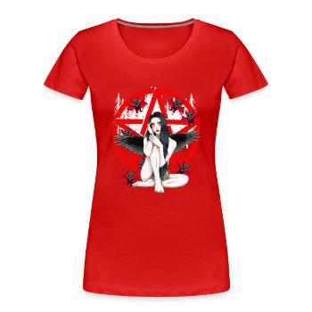 Pentagramm Vampir Geist Horror Pentagramm - Frauen Premium Bio T-Shirt - Rot - Vorne - Mia (176cm)