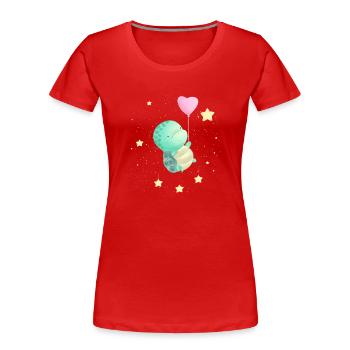 Bébé tortue flottant dans l’espace - T-shirt bio Premium Femme - rouge - Devant - Mia (176cm)