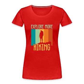 Explore more hiking - Frauen Premium Bio T-Shirt - Rot - Vorne - Mia (176cm)
