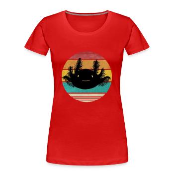 Retro Axolotl Lustiges Design für Kinder Mama Papa - Frauen Premium Bio T-Shirt - Rot - Vorne - Mia (176cm)