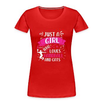Handball Spieler Sport Handballer Ballsport Sport - Frauen Premium Bio T-Shirt - Rot - Vorne - Mia (176cm)