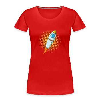 Mond Rakete Raumschiff Comic Flugkörper - Frauen Premium Bio T-Shirt - Rot - Vorne - Mia (176cm)
