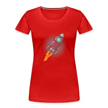 Comic Rakete Raumschiff Weltall Flugkörper - Frauen Premium Bio T-Shirt - Rot - Vorne - Mia (176cm)