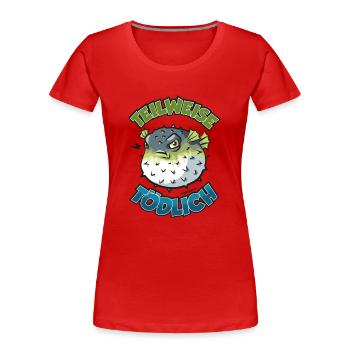 Puffer Fish Partiellement mortel Bande dessinée - T-shirt bio Premium Femme - rouge - Devant - Mia (176cm)