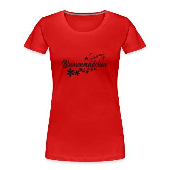 Blumenmädchen schwarze Blumen - Frauen Premium Bio T-Shirt - Rot - Vorne - Mia (176cm)