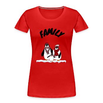 Famille Penguin - T-shirt bio Premium Femme - rouge - Devant - Mia (176cm)