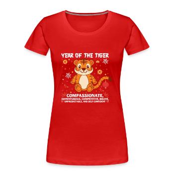 2022 L’année du tigre Chine Horoscope Bonheur Argent - T-shirt bio Premium Femme - rouge - Devant - Mia (176cm)