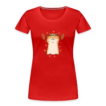 Hamster fait de la musculation et du fitness - T-shirt bio Premium Femme - rouge - Devant - Mia (176cm)