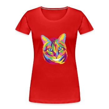 Chat drôle peinture d’animal de compagnie coloré miaou art animal - T-shirt bio Premium Femme - rouge - Devant - Mia (176cm)