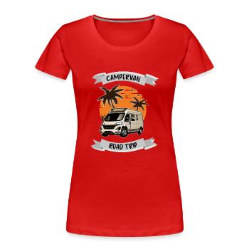 CamperVan Road Trip Camping Wohnmobil Reisemobil - Frauen Premium Bio T-Shirt - Rot - Vorne - Mia (176cm)